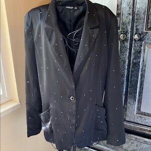 Arden B Black Rhinestone Studded Women's Blazer